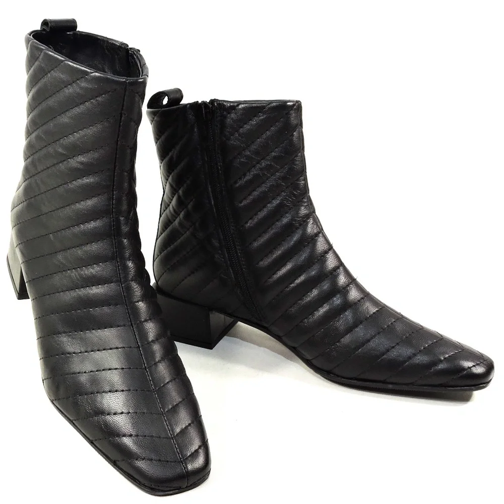 NAPOLEONI ๐ฎ๐น WOMEN'S BLACK SOFT LEATHER COMFORT ANKLE BOOTIE - Picture 1 of 8